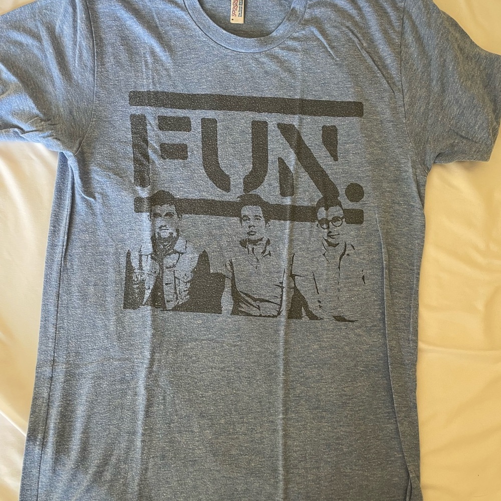American Apparel Heather Blue 'FUN' Band Graphic Tee